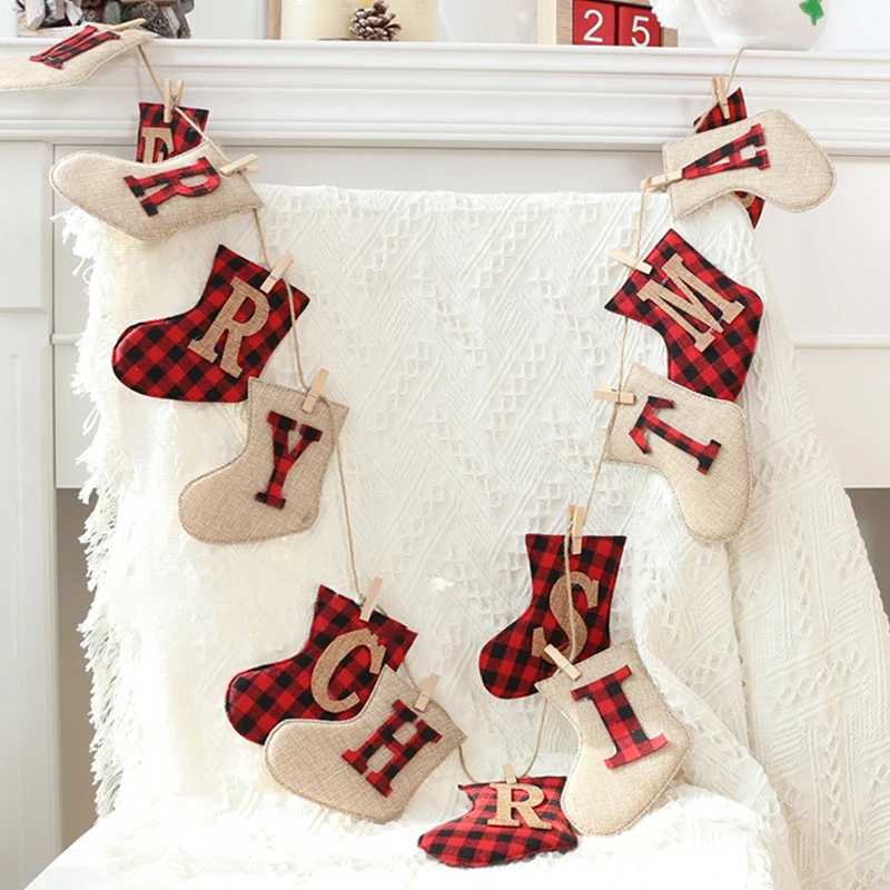 

2.4m Christmas Banner Letters Gloves Merry Christmas Party Decorations For Home Hanging Flag Ornament Xmas Gifts