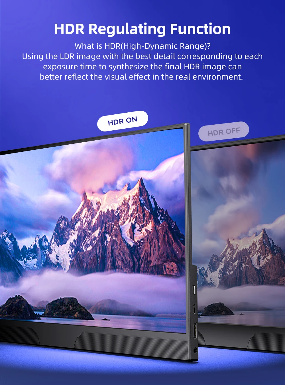 UPERFECT-޴  15.6 ġ FHD 1080P Ӹ IPS HDR FreeSync ɾ USB C  ÷ HDMI, ž ƺ