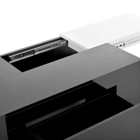 Table basse noir et blanc brillante avec LED, plateau extensible, espace de rangement, MDF, 80x50x35,5 cm, pour salon, petit appartement 6