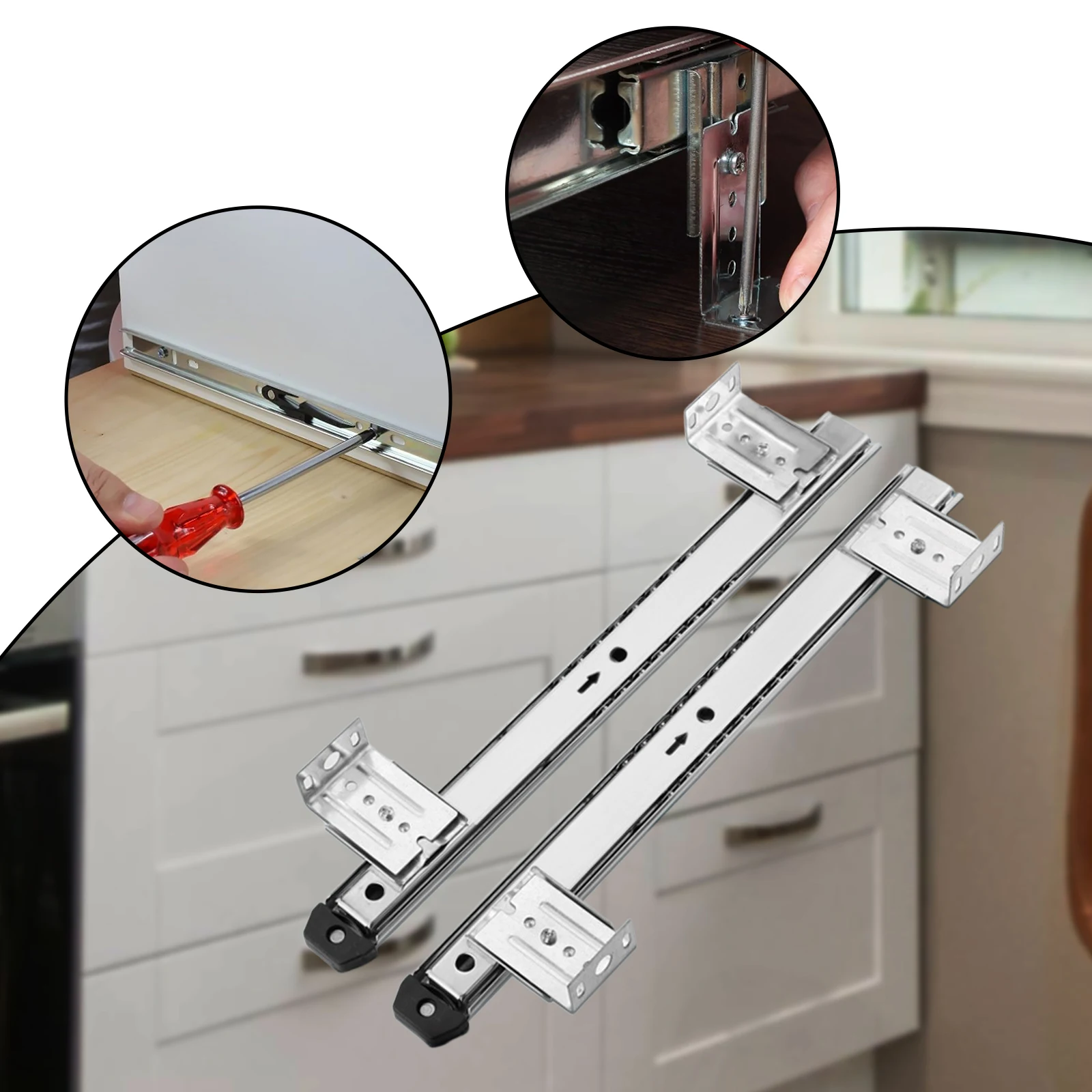 Under Desk Sliding Keyboard Drawer Tray with Glide Rails