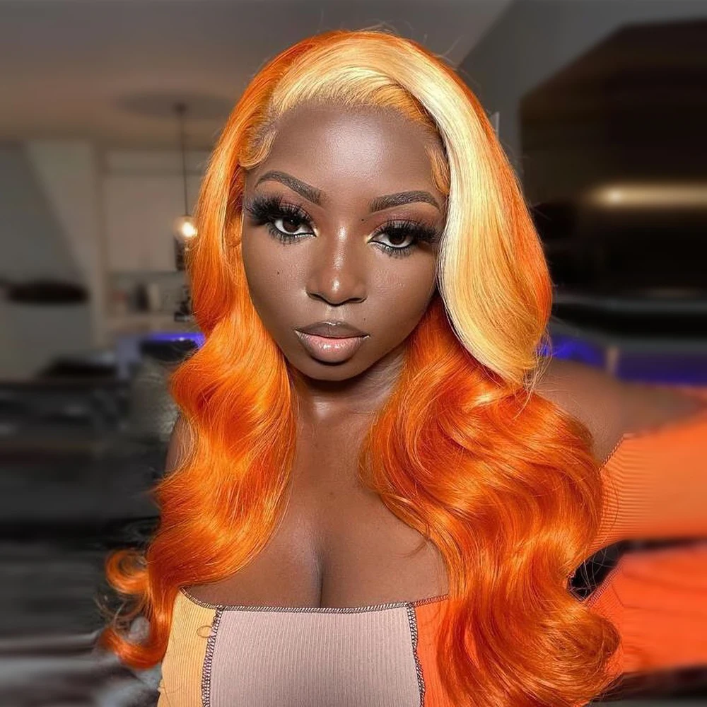 

13x4 Transparent Front Wig Highlight Ginger Orange 613 Honey Blonde Body Wave 13x6 HD Lace Frontal Human Hair Wigs For Women