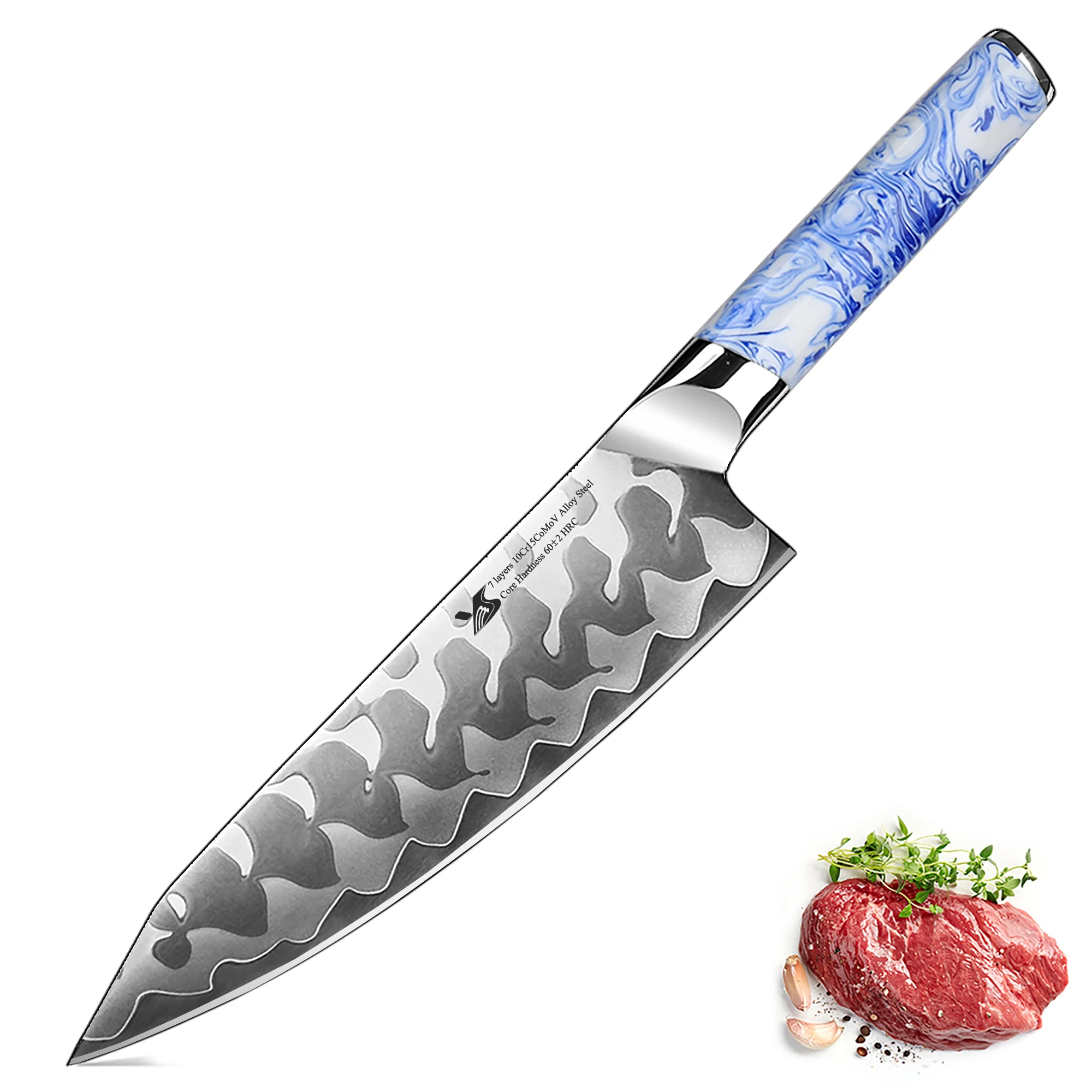 

Нож шеф-повара BIGSUNNY, 8 дюймов, 7 слоев, 10CR15COMOV