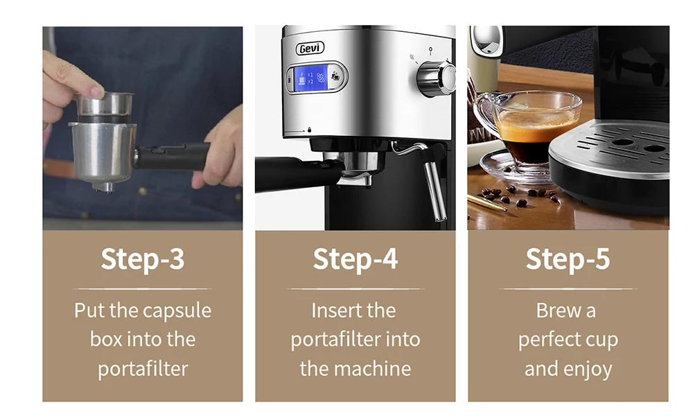 Gevi Espresso Machine 20 Bar Fast Heating Coffee Maker with Foaming