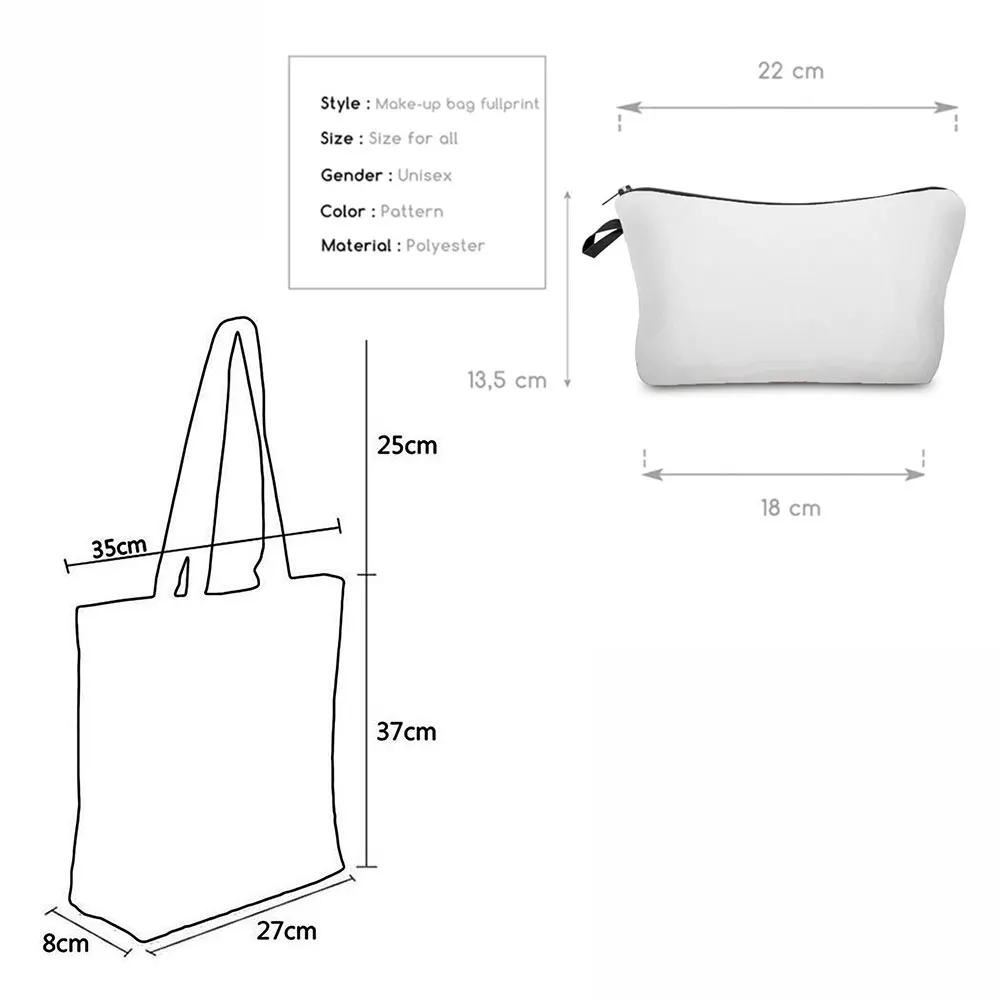 Portable Makeup Organizer Fashion Handbags for Women Heat Transfer Cosmetic Bags Gift Cartoon Nurse Printed Tote