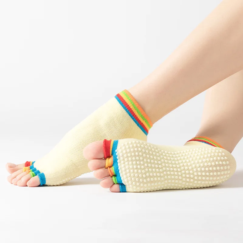 Yoga Socks Women Yoga Socks Non-Slip Grips Cotton Pilates Socks Ladies Ballet Dance Sports For Yoga Fitness Workout