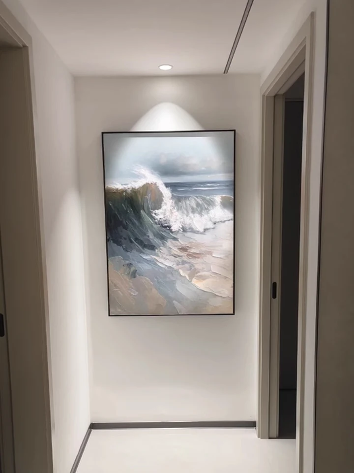 Natural Sea Wave Landscape Oil Painting Wall Canvas, Home Art, Hand Picture, Modern Artwork for Living Room, Unframed photo review