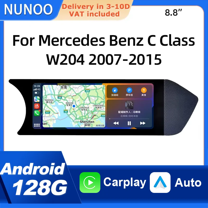 Pantalla Táctil Inalámbrica Android 14 con Carplay para Mercedes Benz Clase C W204 2007-2015, Radio para Auto, Android Auto, Car Play, Multimedia 1