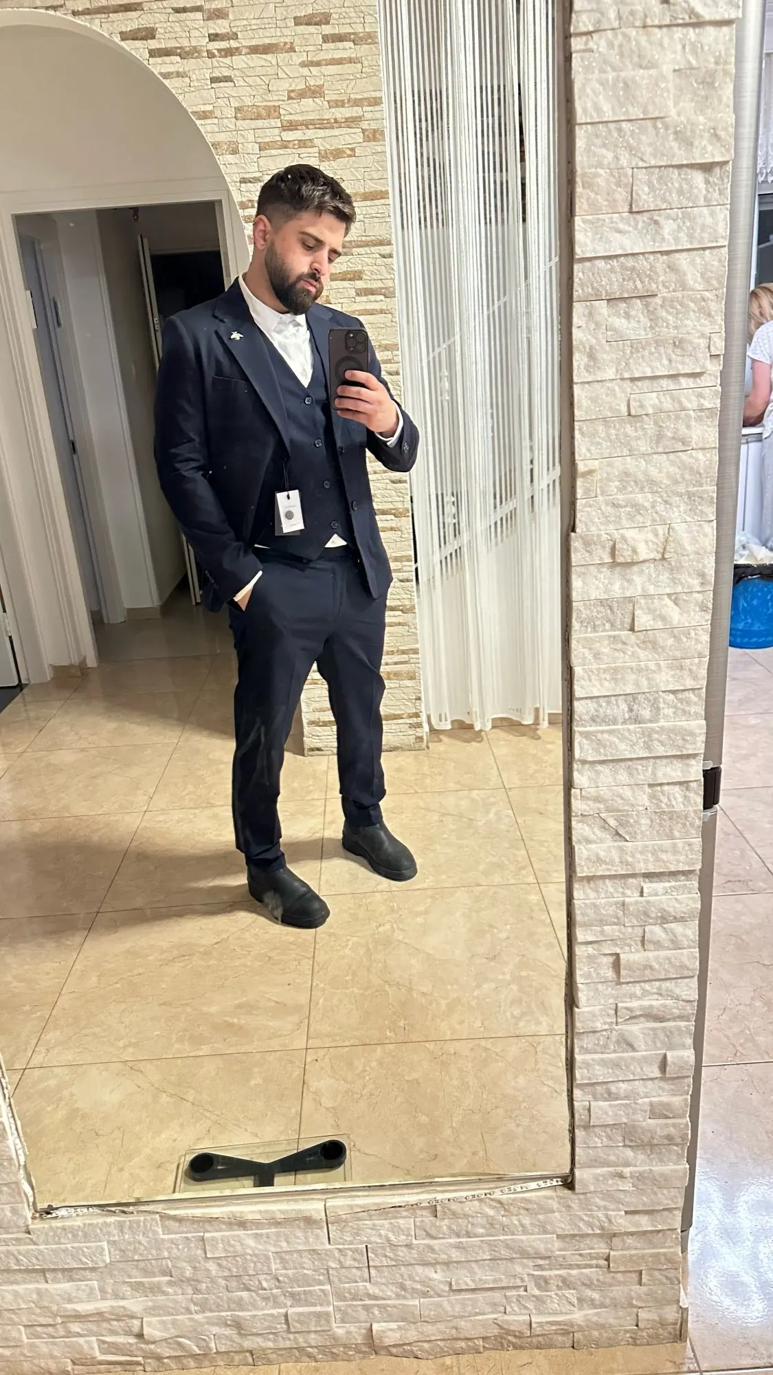 ( Jacket + Vest + Pants ) High-end Brand Boutique Fashion Solid Color Mens Casual Business Suit 3Piece Set Groom Wedding Dress photo review
