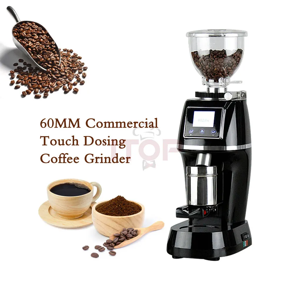 ITOP Coffee Grinder 60mm Stainless Steel Conical Grinding Disc Touch Operation Timing Quantitative Electric Espresso Coffee Mill