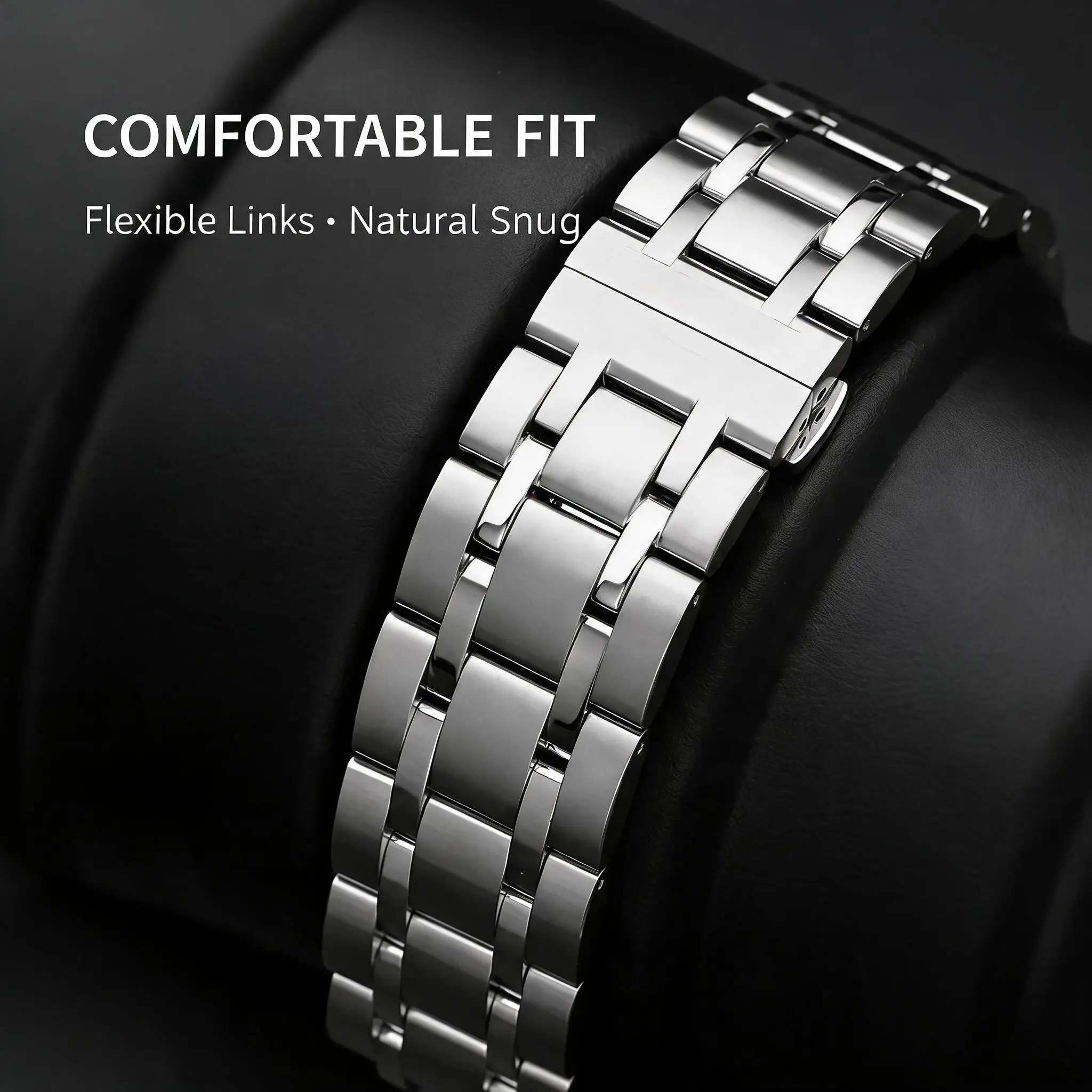 Luxurious Metal Watch Bracelet with Dedicated Curved Ends - Stylish Design