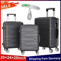Anajqaqia Ensemble de valises 3 en 1 20 + 24 + 28 pouces, avec serrure TSA et 360 °   Roues et balances, ensemble de bagages à main pour chariot de voyage à coque rigide, noir 1