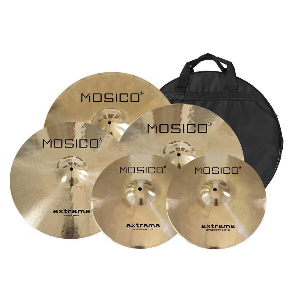 Bonze Alloy Cymbal Pack Hand Hammered Cymbal 14"Hihats 16"Crash 18"Crash 20"Ride Plus Free Bag 5 Pieces Extreme Series