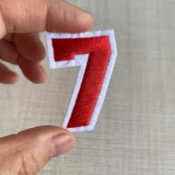 Multicolor Number and Letter Fabric Embroidery Iron - On Patches (Red - 7)
