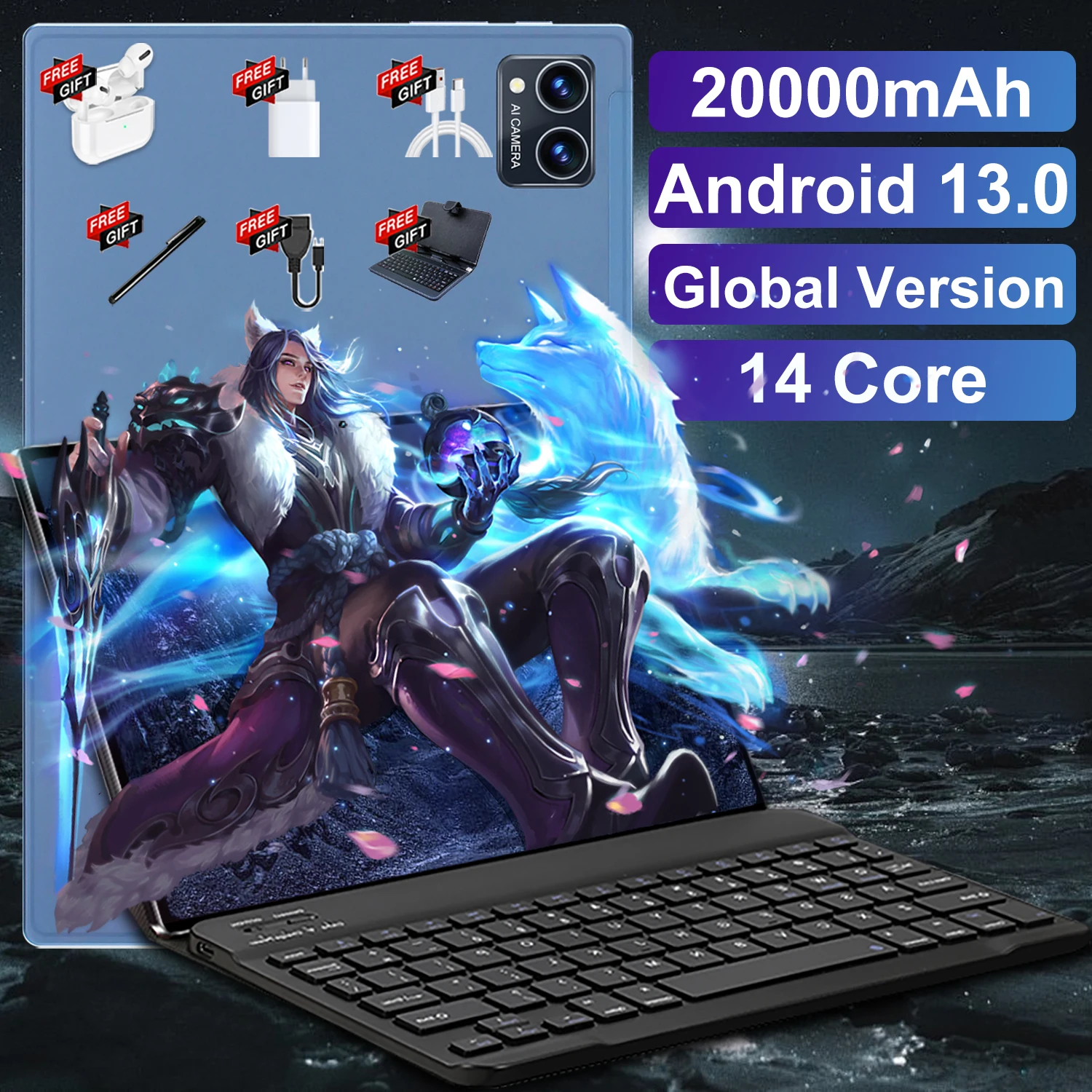 2024 Tablet Android 20000 Mah Versione Globale 16Gb Ram 1Tb Rom Nuova Rete 11.1 Pollici 14 Core Android 13.0 Tablet Wifi