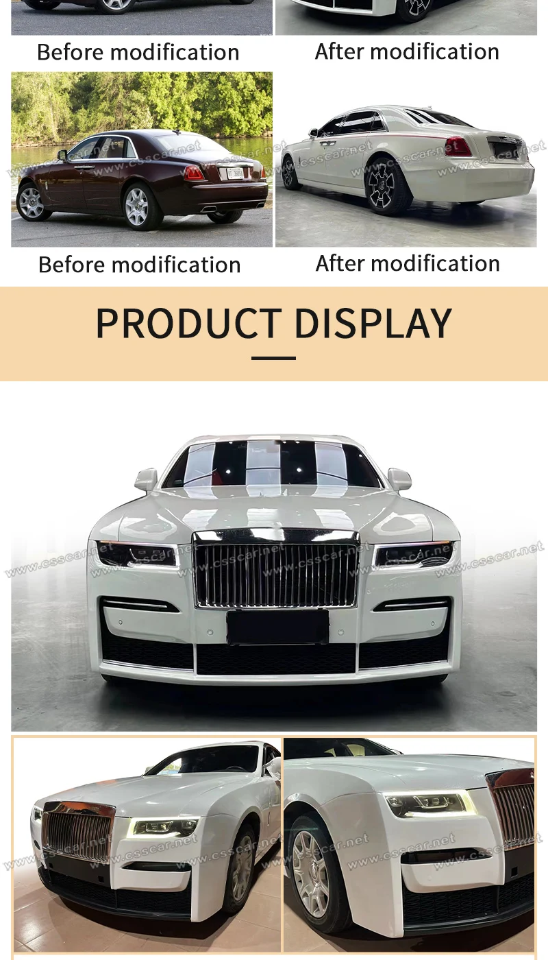 FRP Material Modification Body Kit Car Front Rear Bumper Guard Side Skirt For Rolls Royce Ghost Old Upgrade New 4th Versions