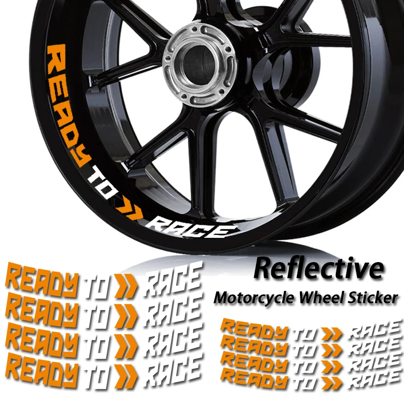 Reflective Motorcycle Wheel Sticker Rim Decals READY TO RACE Accessories For KTM Adv Duke 390 690 790 890 1190 Rc 1290 Adventure maisto 1 18 motorcycle models ktm 690 smc r rc390 640 duke ll motrcycle diecast moto miniature race toy for gift collection