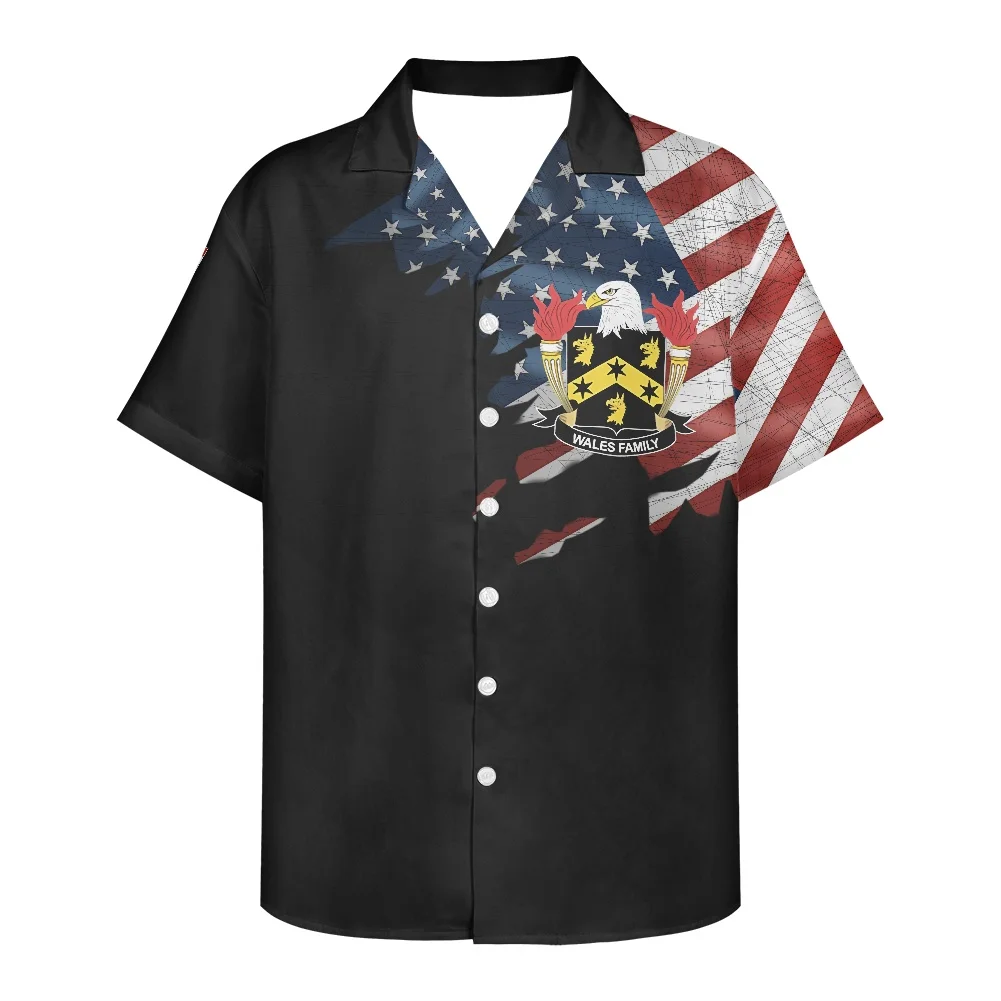 Black Men's Shirt Hawaii Summer 2022 Men Shirts American Flag Printing Clothing Plus Size Short-Sleeved V Neck Men's Shirts sandals american flag glitter flip flops flat sandals in multicolor size 37 38