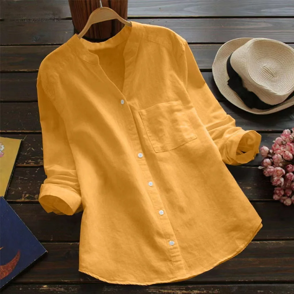 Yellow Women Opaque Casual Buttoned Top