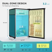 ICYGLEE 3.2 Cu.Ft Mini Fridge with Freezer Compact Refrigerator Mini Refrigerator Adjustable Thermostat for Bedroom Dorm Office 2