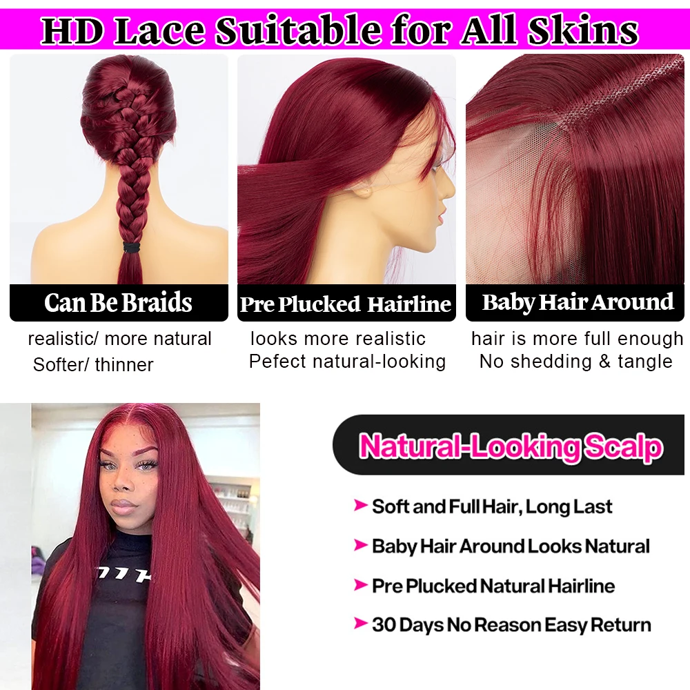 Natural Straight Red Lace Front Wig Heat Resistant Lace Front Wigs