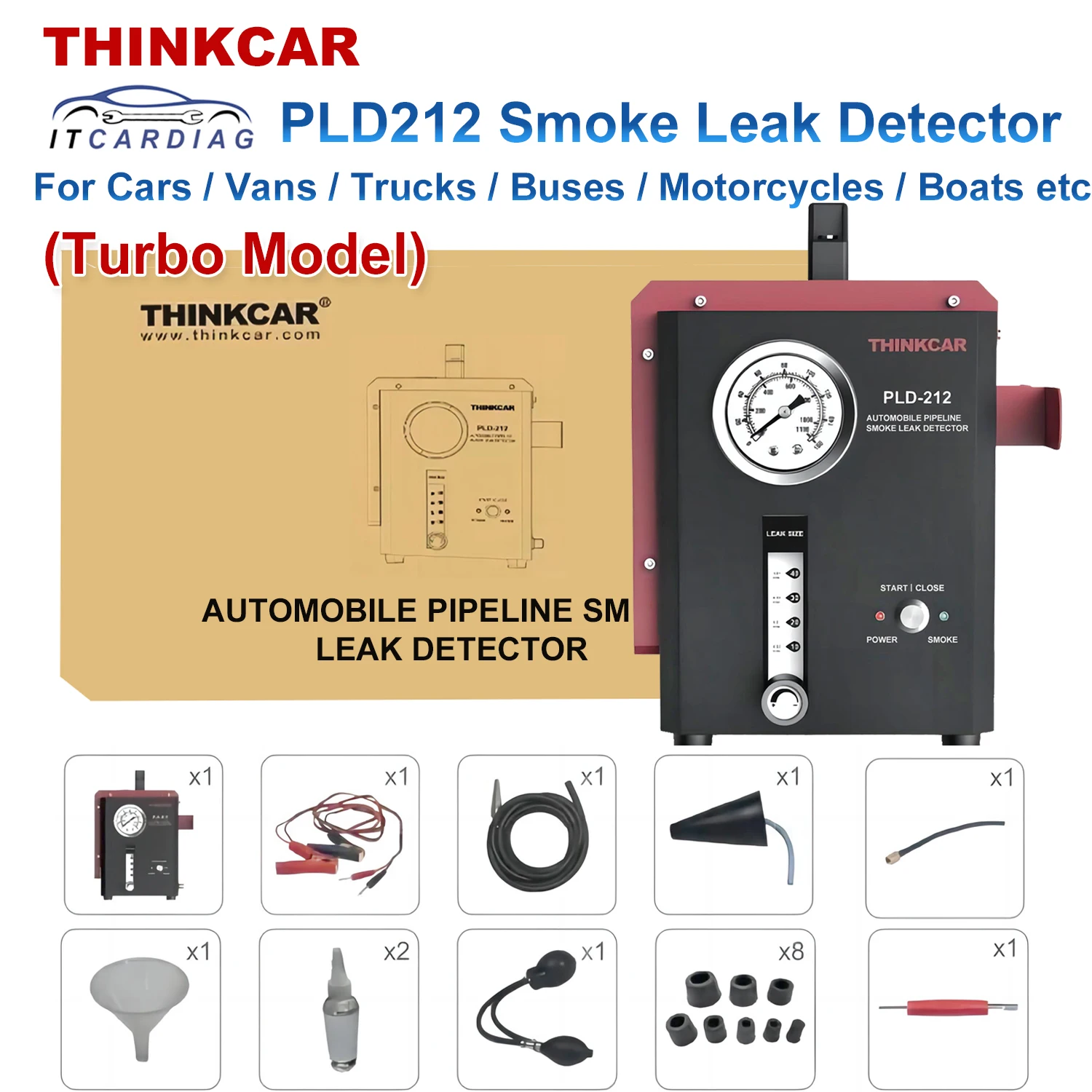 Thinkcar Pld212 Rilevatore Di Perdite Di Fumo Modello Turbo Strumento Diagnostico Universale Per Rilevatori Di Perdite Di Fumo Di Pipeline Automatica 