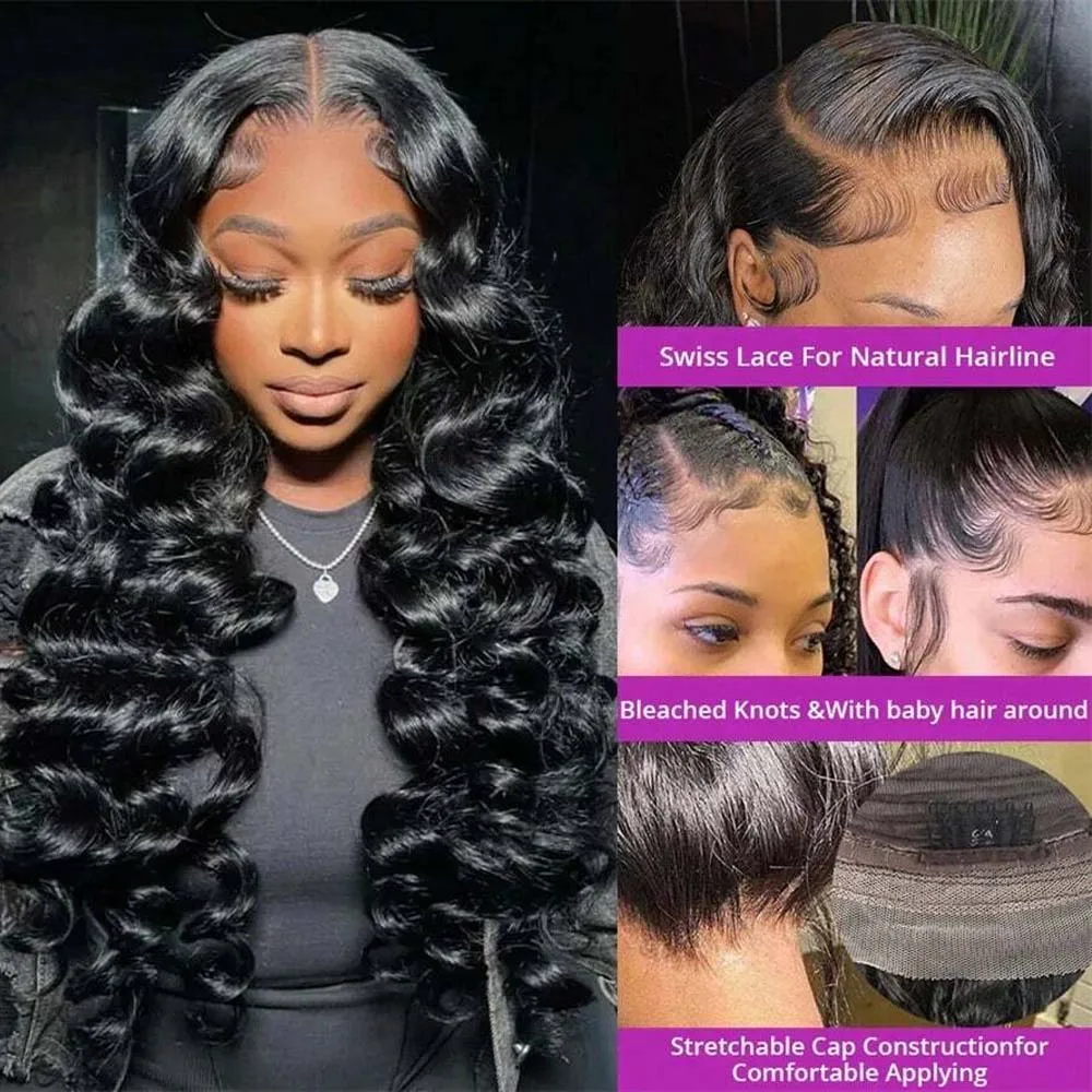 200 Density Loose Wave 13x6 13x4HD Lace Front Human Hair Wig Brazilian 16-34 Inch Curly Wigs Deep Wave 13x4 Lace Frontal Wig 2