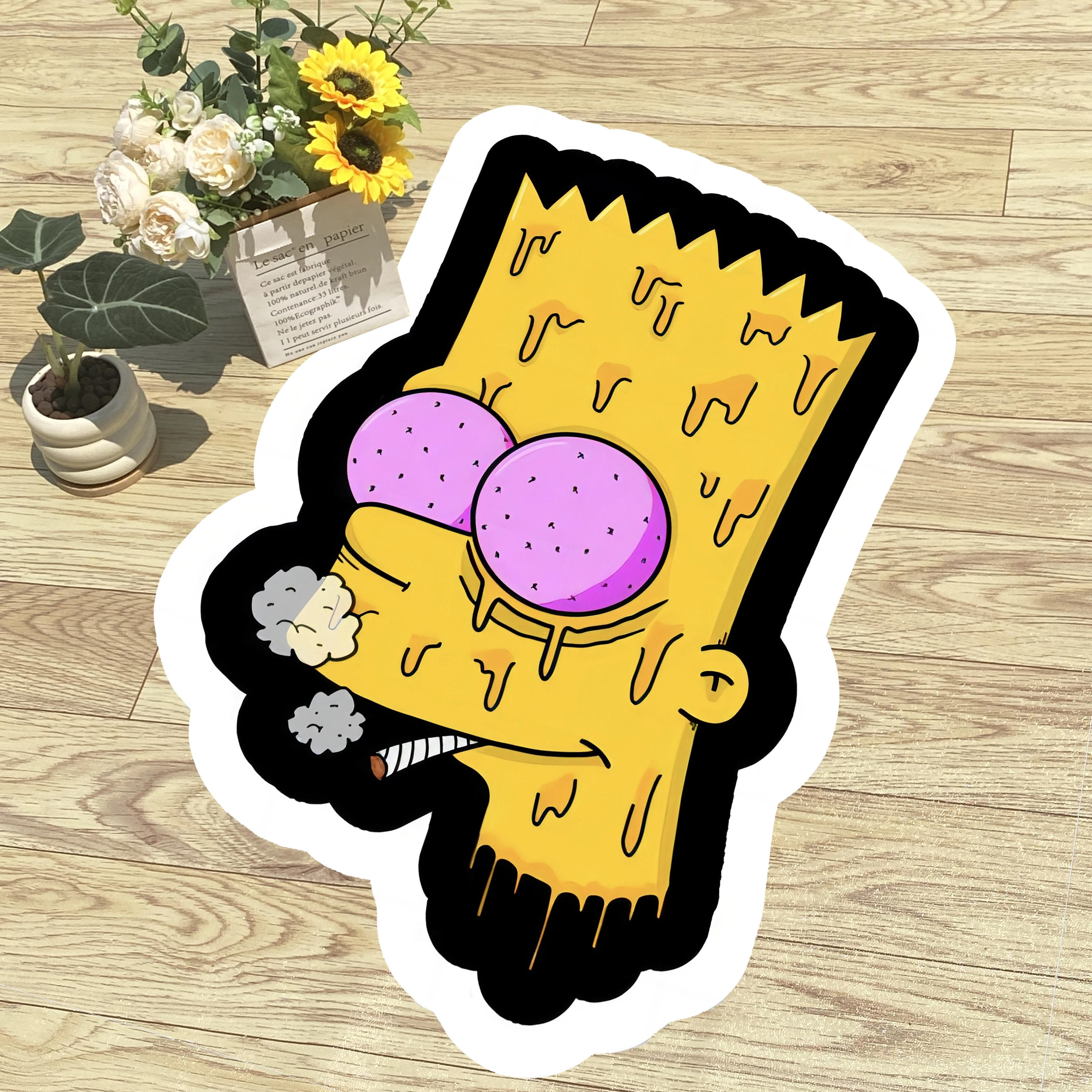 

Funny Yellow Hair Soft Flannel Carpet Digital Printing Technology Simple Housewarming Gift Custom Non-slip Decorative Carpet
