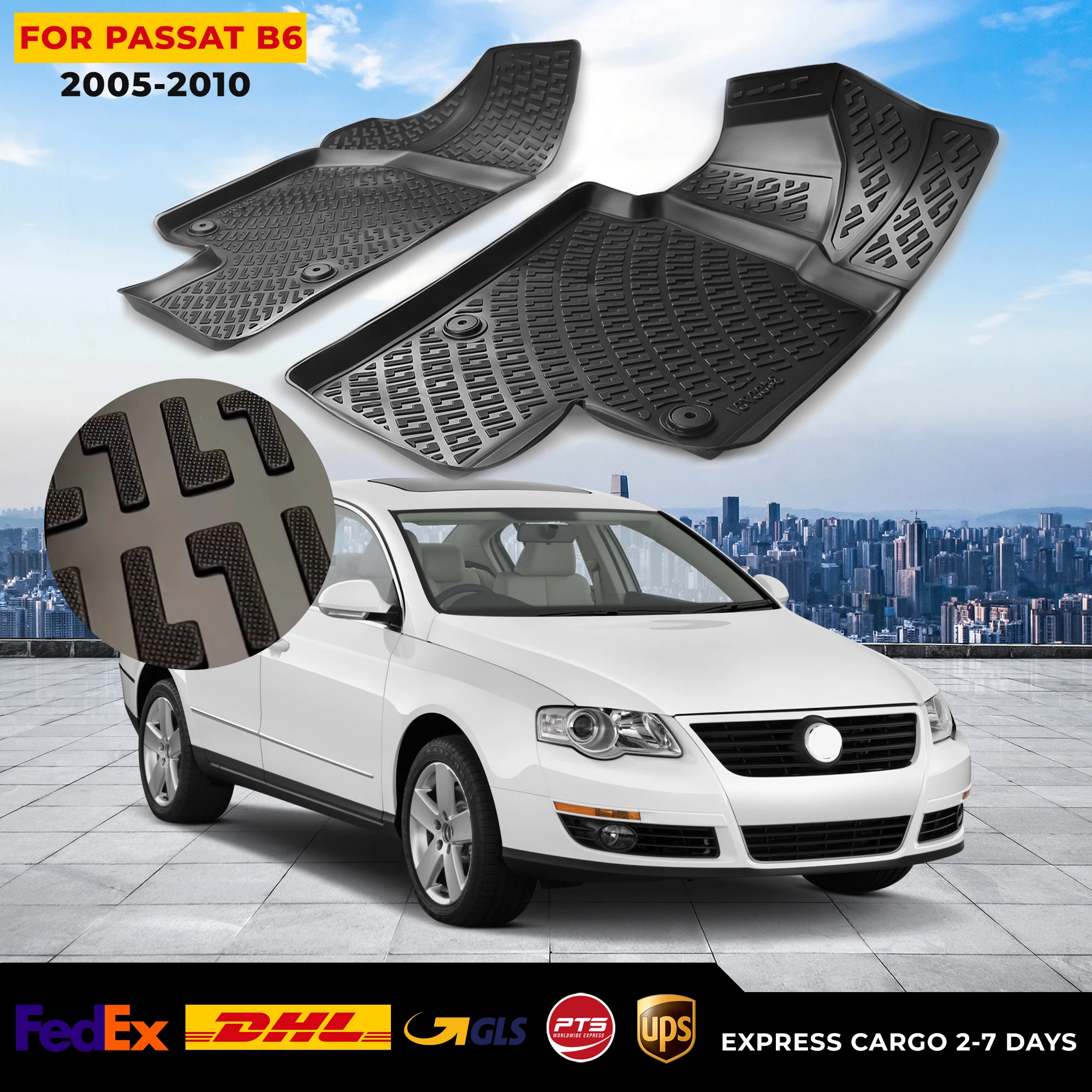 

3D Car Floor Liner For Volkswagen Passat B6 2005-2010 Waterproof Special Foot Pad Fully Surrounded Mat Accessories Rugs Non-slip