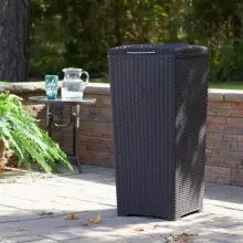 Grande poubelle d'extérieur avec couvercle, parfaite pour l'accueil dans le jardin, le Patio et la cuisine, marron expresso (Stock américain)
