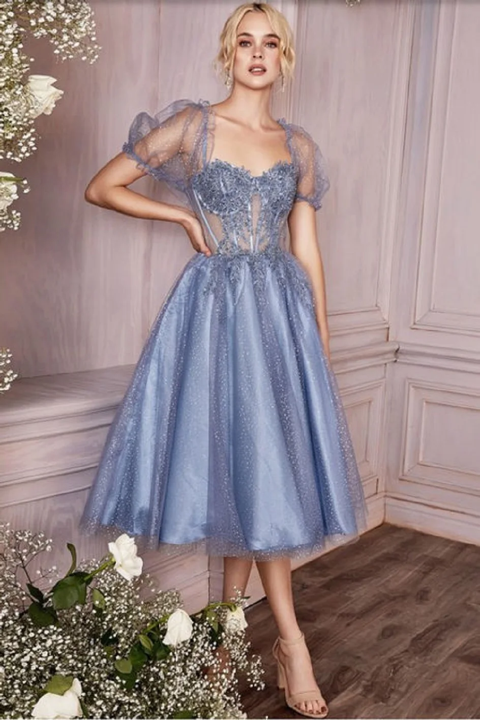 

Charming Off-shoulder Prom Dress With Appliques Mesh Cap Sleeves Cocktail Dress Wedding Dress Evening Formal Growns Party Dress