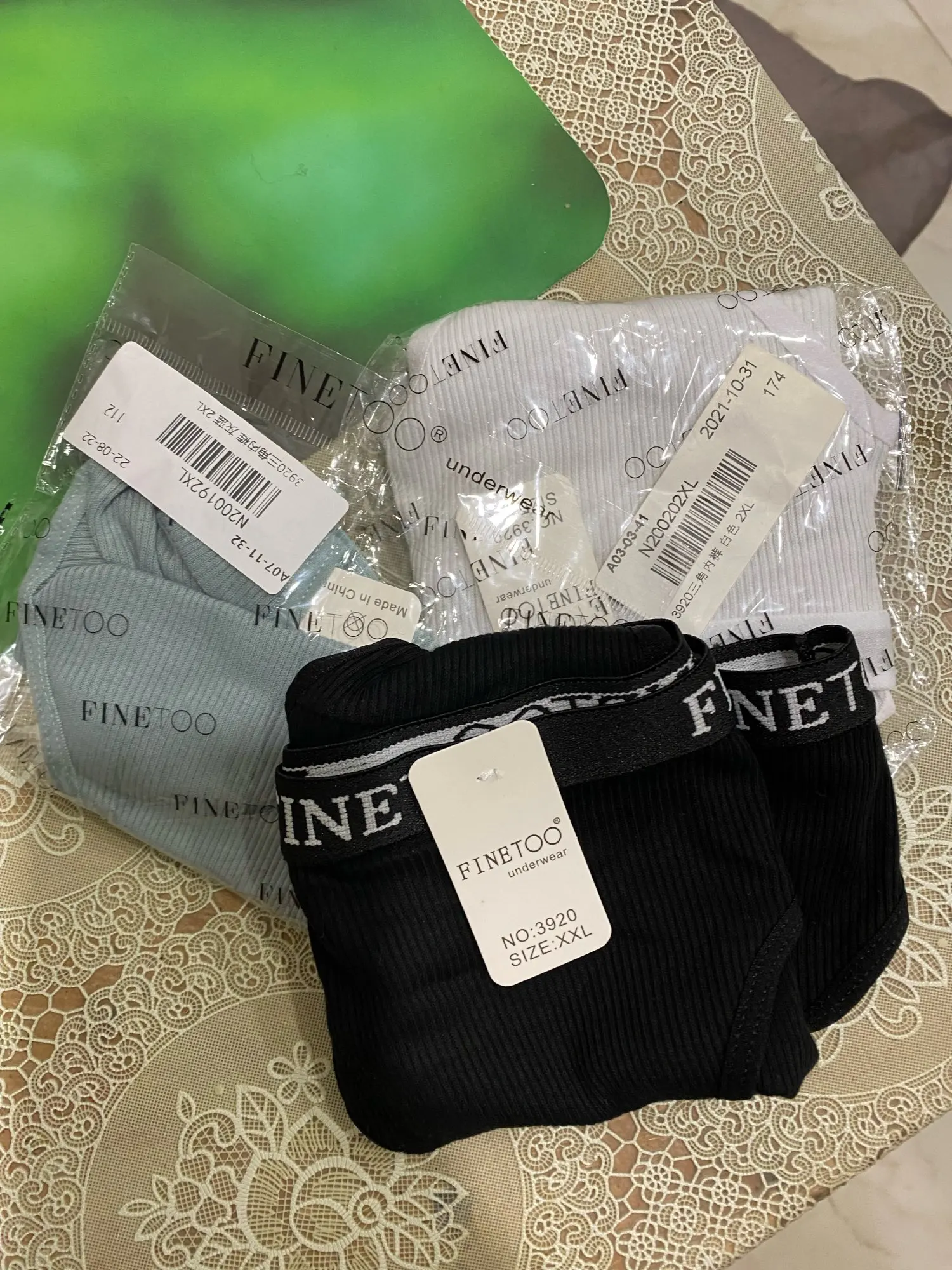 Finetoo 3pcs/set Women's Underwear Cotton Panty Sexy Panties