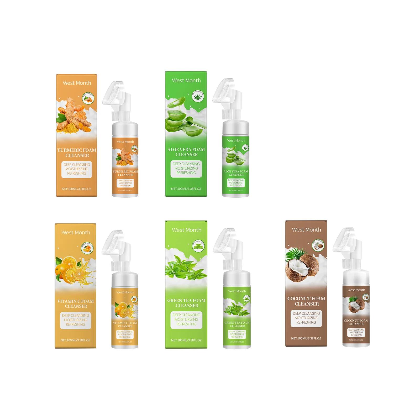 West Month 100 ML Facial Cleanser Organic Foam Facial Ccleanser with Natural Aloe Extract Mild Facial Cleanser for Cleaning 6
