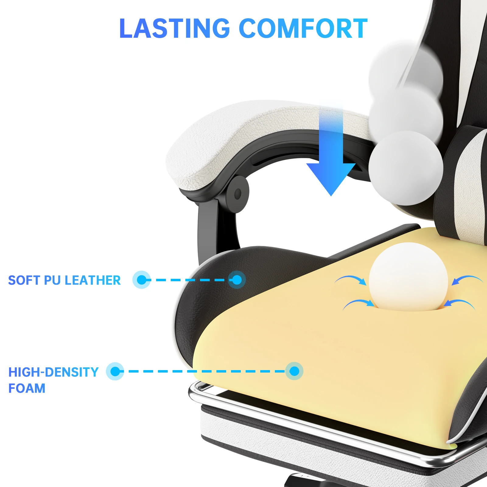 Gaming Chair with Footrest Gamer Chairs Ergonomic with Lumbar Cushion Headrest Gaming Chair Height Adjustable Computer Chair