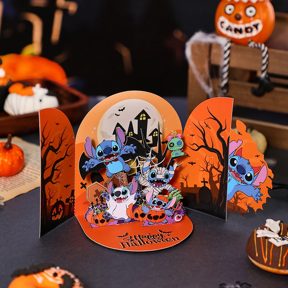 Stitch Halloween 3D Pop Up Card Double Door Greetings Card Creative Party Postcard Invitation With Envelope