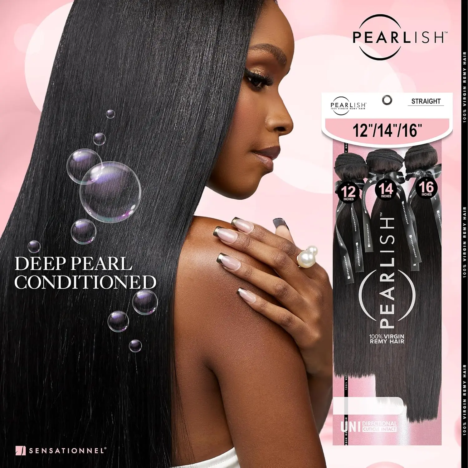 Sensationnel Pearlish Virgin Remy Human Hair Weave 3X Multi Bundles Straight - Silky Natural Finish, Smooth & Natural 3