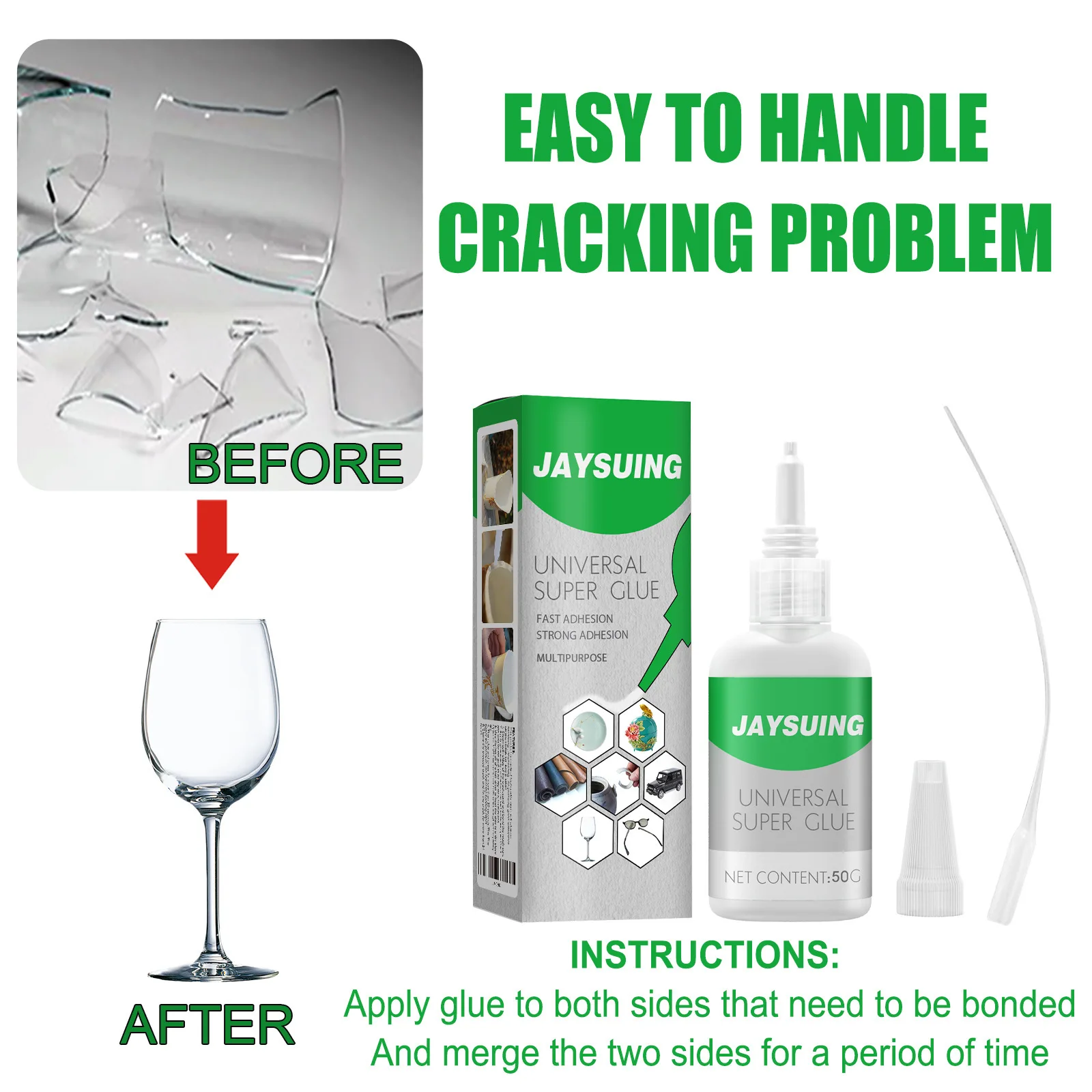 Jaysuing Multipurpose Sealing Adhesive for Ceramic Leather Wood Crack Repair Epoxy Quick Dry Safe Waterproof Gap Fill Glue