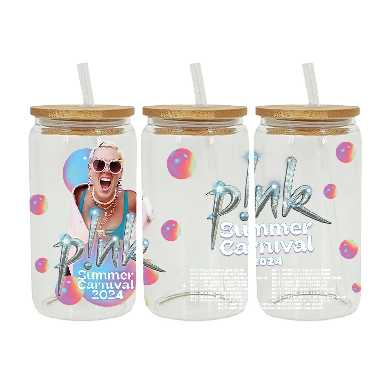 Characters PINK POP Singer Bundle Pink Summer Carnival UV DTF Sticker DIY Waterproof For Wraps Libby 16oz Glass Cup D12759