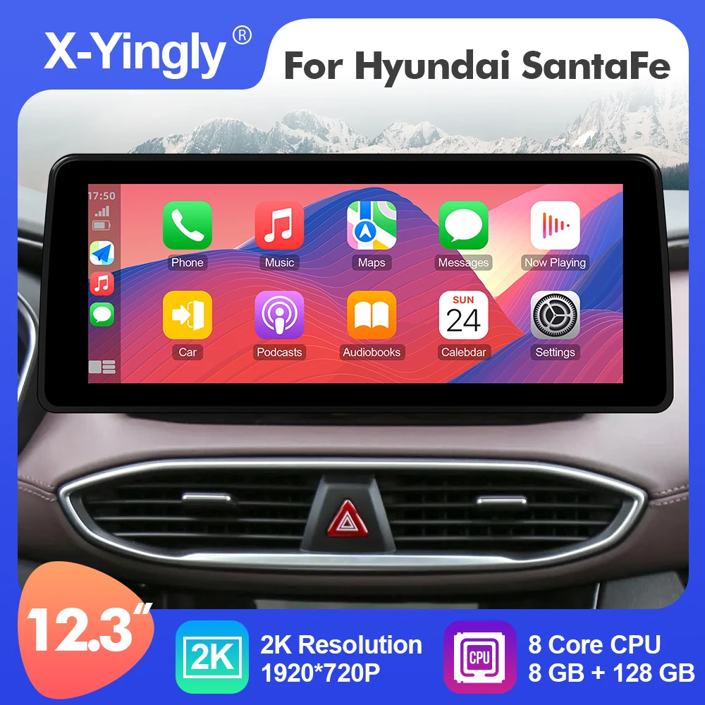 

Android 12 12.3inch Car Multimedia Radio Player For Hyundai SantaFe 2017-2021 GPS Stereo System Carplay Navigation 4G