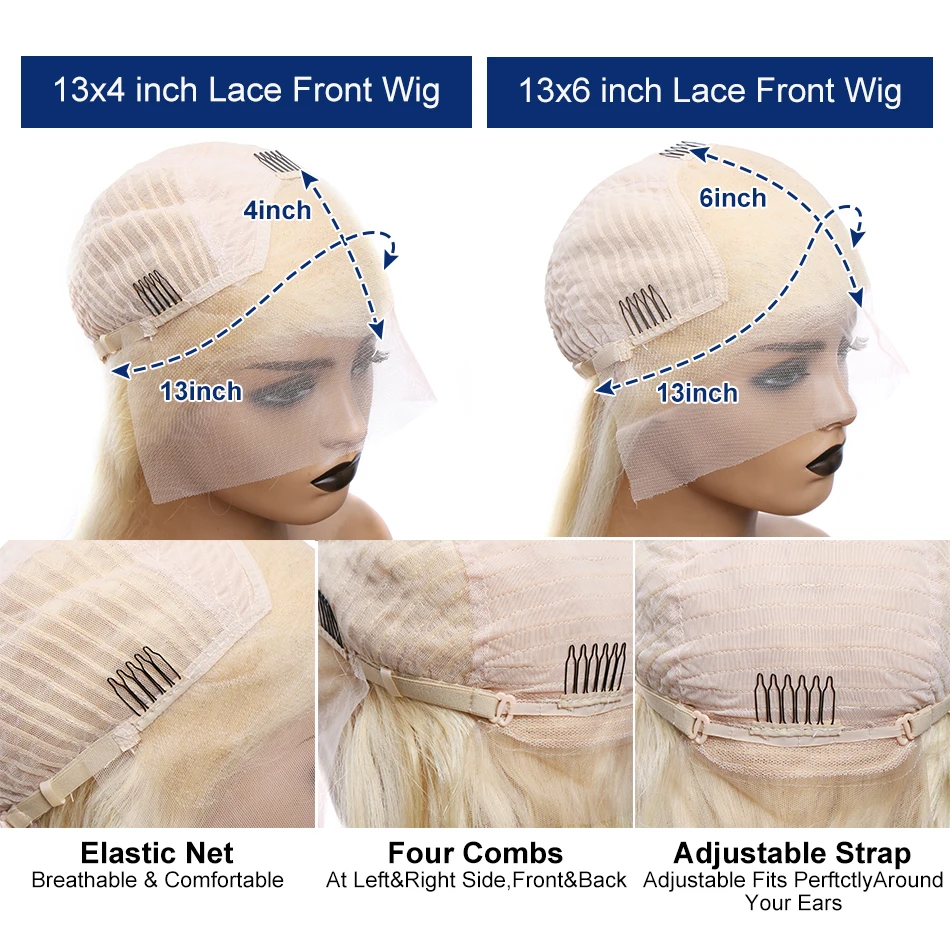 Bone Straight 13x4 13x6 Lace Front Wig 613 Honey Blonde Human Hair Wig Brazilian 30 Incn Color 200% Lace Frontal Wigs For Women