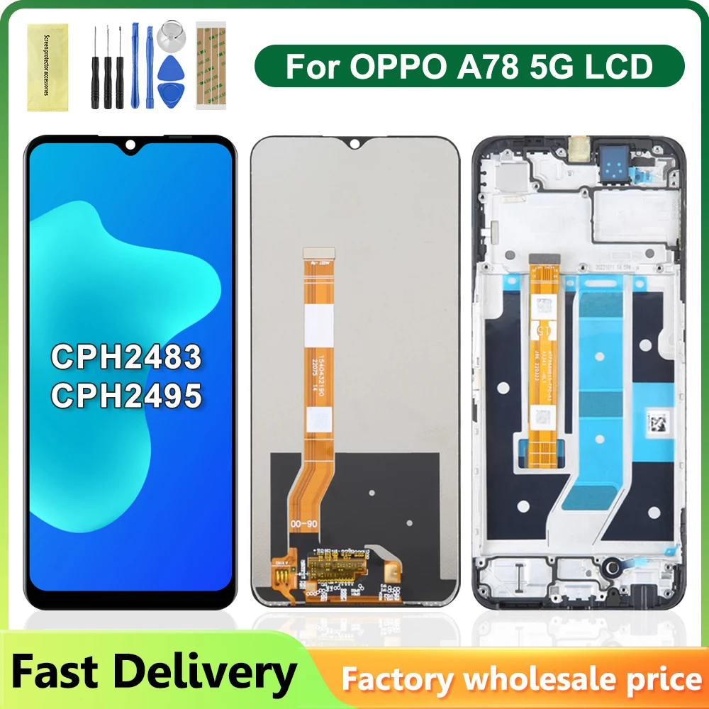 

6,56 "оригинальный для Oppo A78 5G ЖК-дисплей сенсорный экран дигитайзер Замена для Oppo A78 5G CPH2483 CPH2495 ЖК-дисплей с рамкой