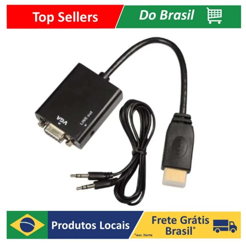 Adaptador de video VGA/HDMI – GT-HDMIVGA ( cabo + p2 auxiliar )