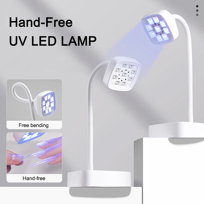 Cordless UV LED Nail Lamp for Gel Nails Dryer Rechargeable Auto Sensing Touch Control Drying Nail Light 360° Bendable Table Lamp 6