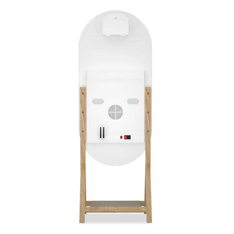 55-inch imitation wood grain foot magic mirror photo booth, 32-inch touch screen magic mirror, built-in mini computer, with flig A1d83d9e5df4c4bbf946e02d3bfa3e50df