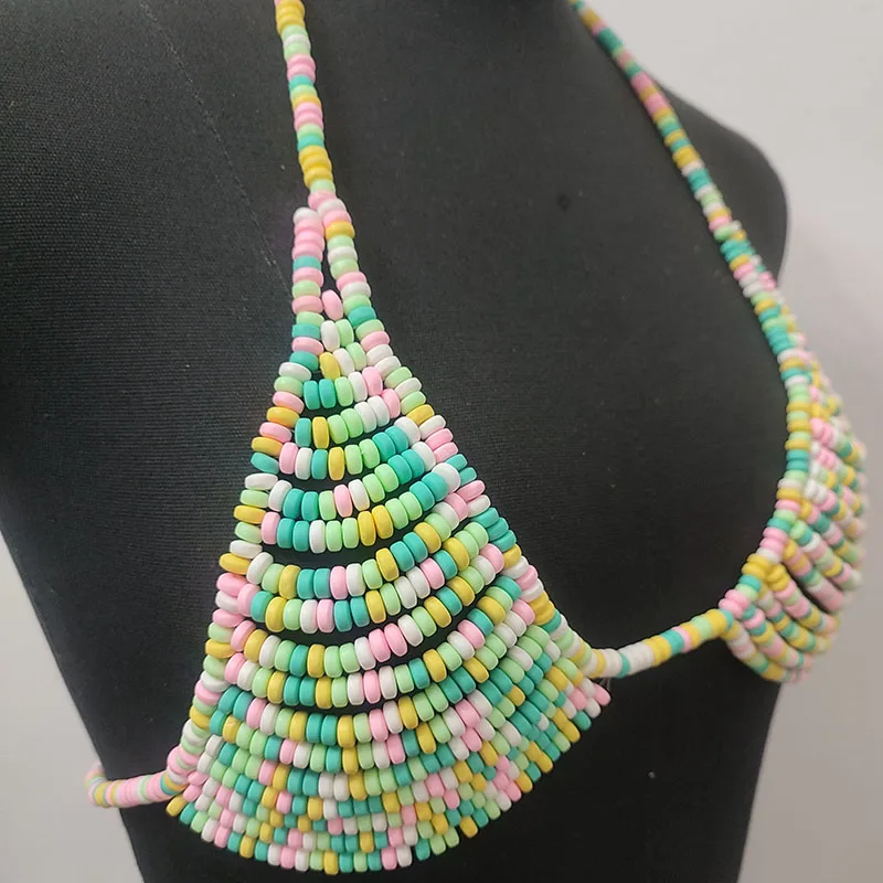 Romantic Chrimas Gift Candy Bra Colourful Rainbow Body Chain Cute And Sexy Bikini Underwear For Women