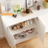 60" Sideboard Buffet Cabinet with Storage, Curved Design Cabinet with 4 Doors & Adjustable Shelves Modern Console Table 3