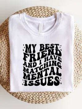 Women's Casual Letter Print Short Sleeve Shirt, Women Comfortable Graphic T-Shirt, Friends Tee AE24 1