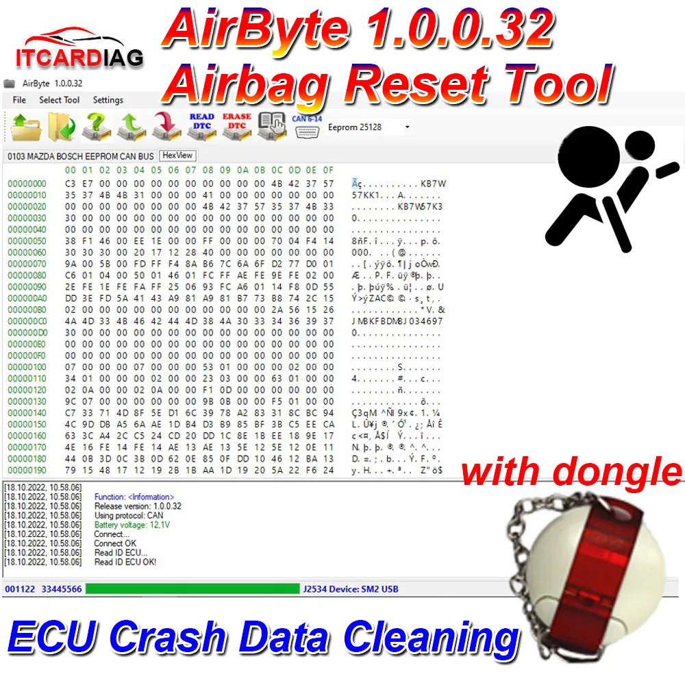 AirByte10032AirbagSRSCrashDataResetToolECUProgrammer