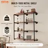 4-Tier Industrial Pipe Shelf, Wall-Mount Floating Design, Rustic Wood Shelves for Kitchen, Bedroom, or Bathroom Storage (Planks 4