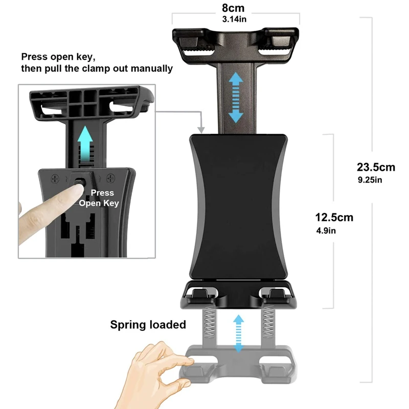 Universal Tablet Telefone Tripé Mount Tilt Ajustar 360 ° Rotating Stand Holder Clip para Ipad Mini Air Pro 12.9 Xiaomi Huawei Pad Vlog - Imagem 2