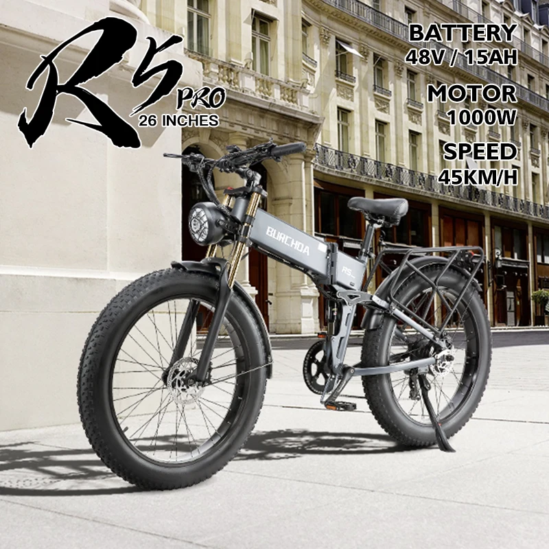 Burchda Ebike R5 Pro 1000w Mens Mountain Bike Adult Electric Bicycle City 48v15ah Lithium